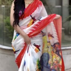 ময়ূর ডিজিটাল প্রিন্ট শাড়ি